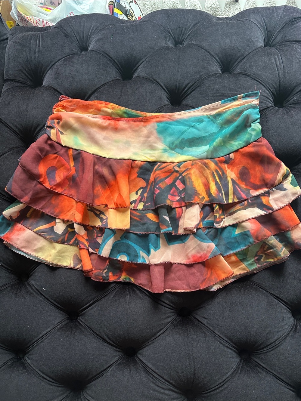 Multicolor Tiered Ruffle Mini Skirt